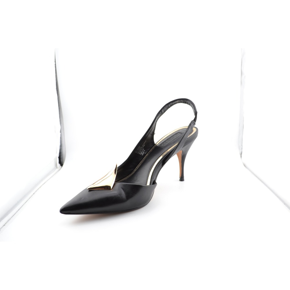 Express Slingback Heels Womens 8 Black Witchy Gold Hardware Pumps Women Sexy - Picture 4 of 9